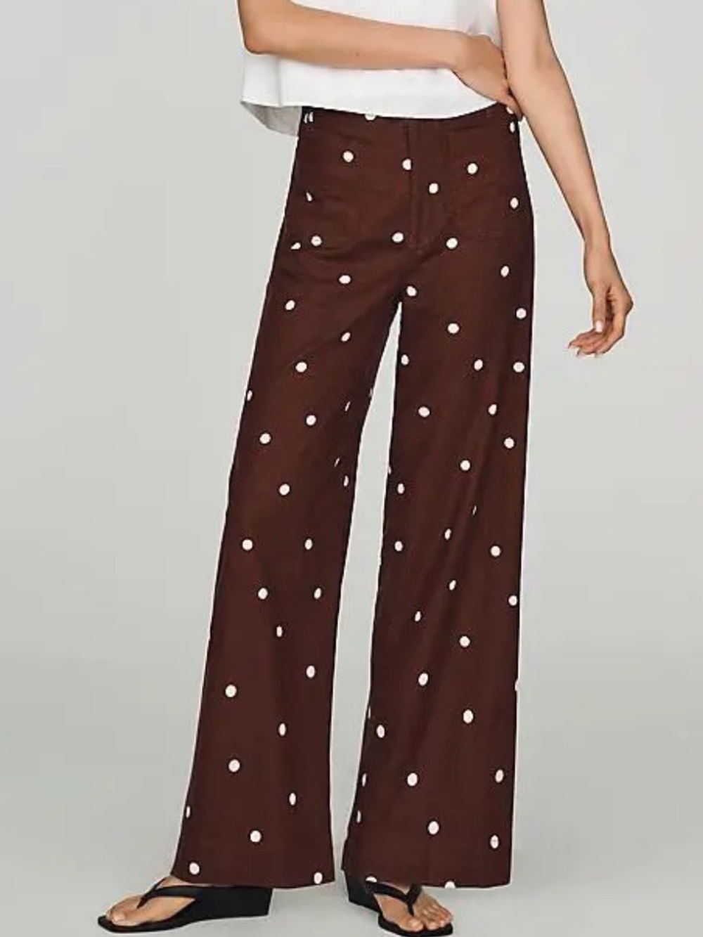 Maeve Colette Linen Stretch High-Rise Wide-Leg Pants